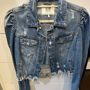 Zara Blue Distressed Jean Jacket large